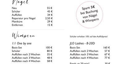 Mainz Suche - Mainz - Preisliste  - Amelia Beauty Lounge 