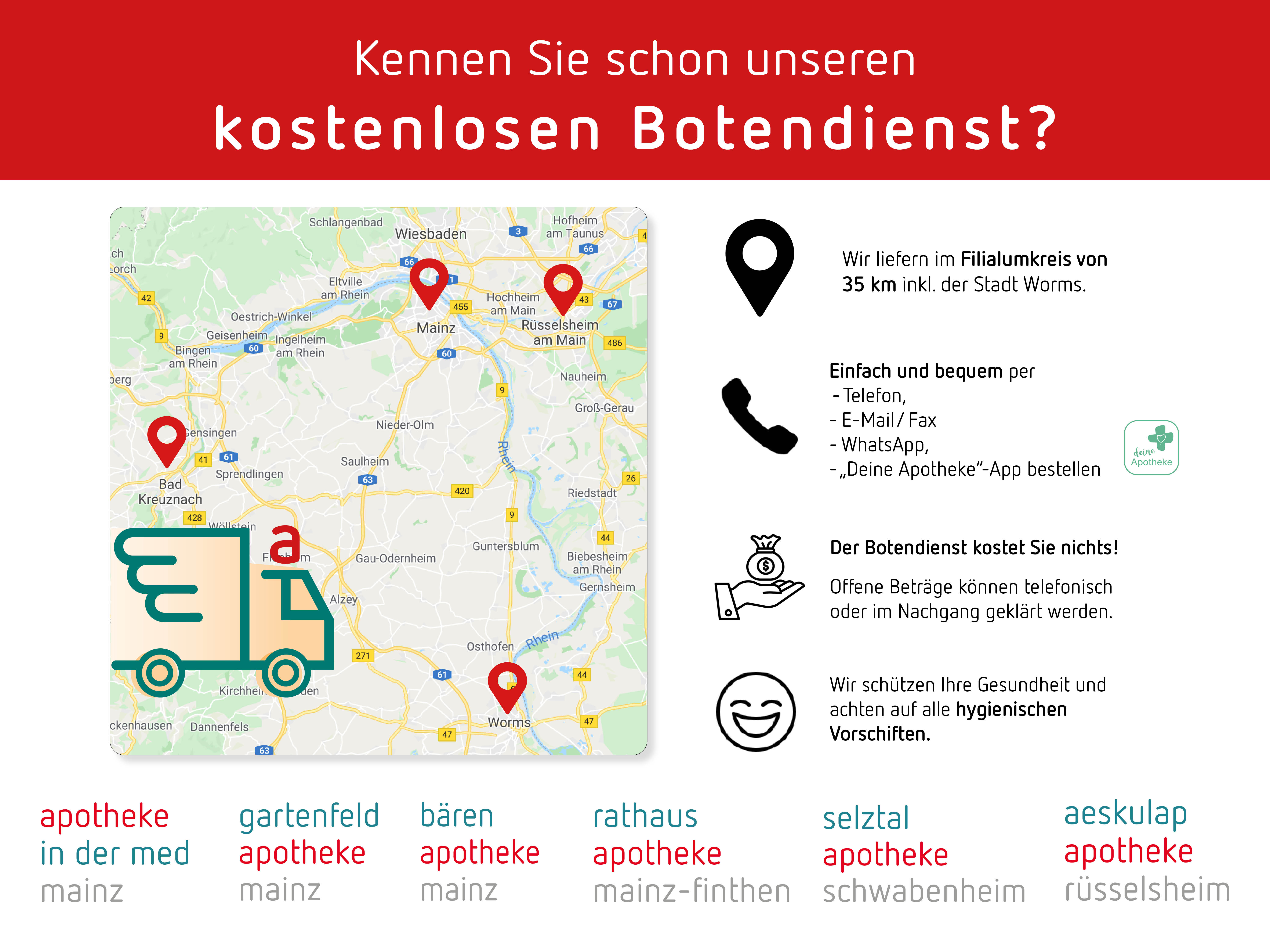 Mainz Suche - Zu finden unter: Apotheken / Drogerie / Reformhaus - Rheinhessen - Gartenfeld Apotheke