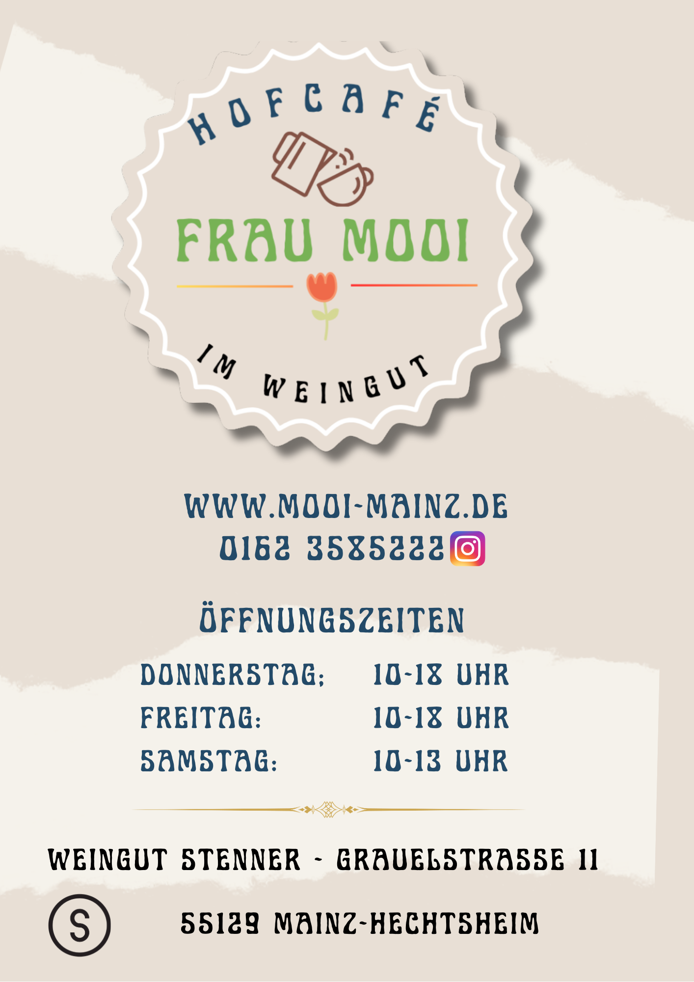Mainz Suche - Zu finden unter: Eissalon / Café / Kuchen - Rheinhessen - Hofcafé Frau Mooi 